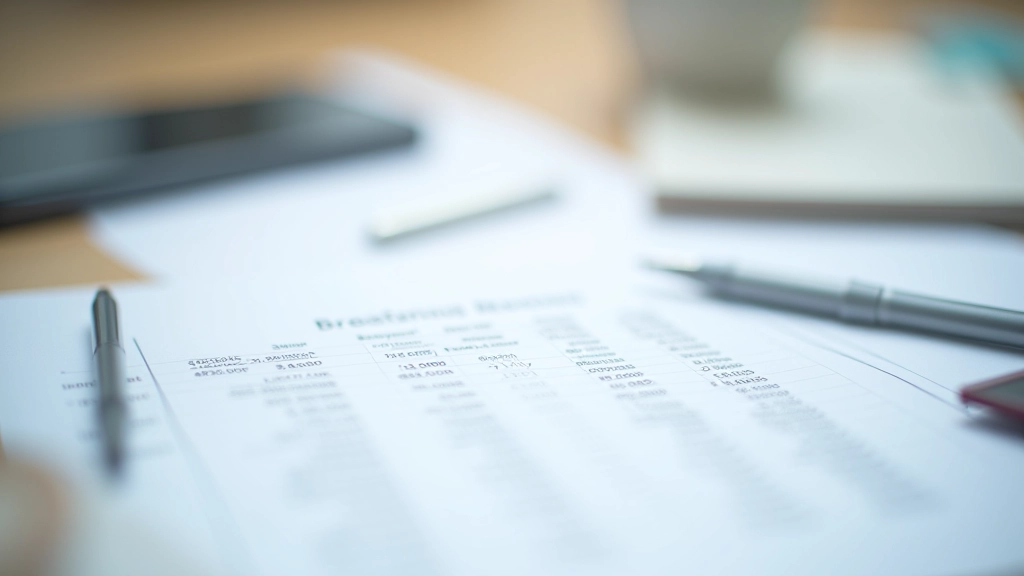 Přibližný pohled na tabulku výdajů s čísly, pero a mobilní telefon na stole