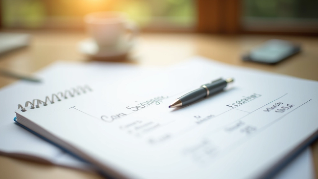 Rukopis s plánem spořicího cíle a měsíčními kroky