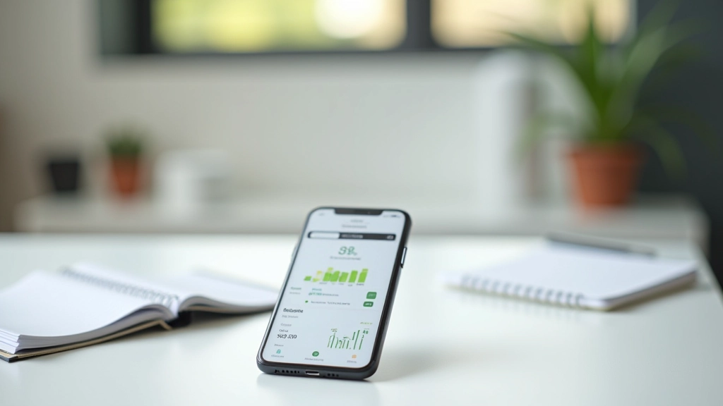 Smartphone na stole s bankovní aplikací a finančním přehledem